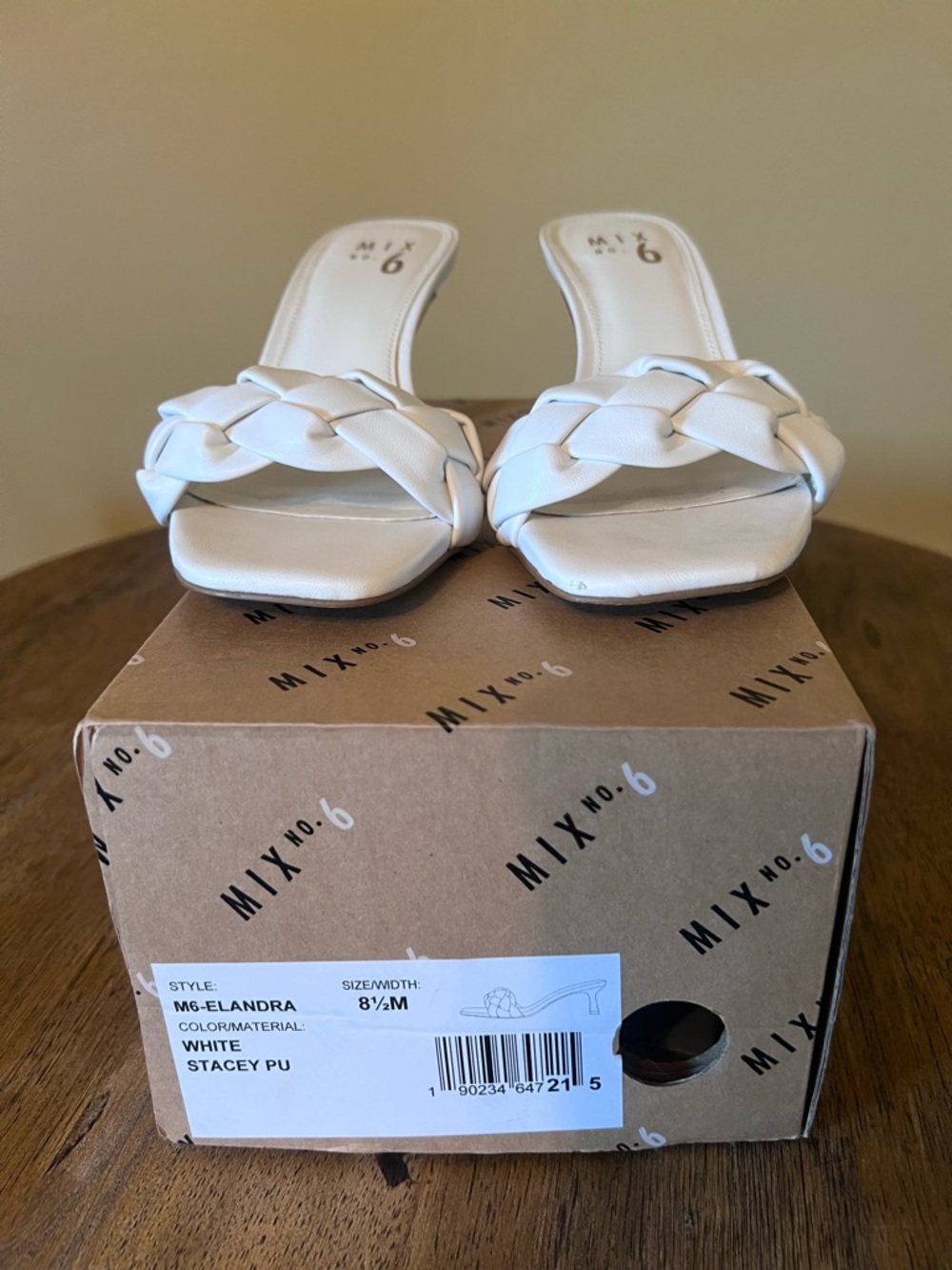 Mix No. 6 White Braided Slide Mules